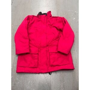 Lands' End Jacket Womens Medium 10-12 Regular Red‎ Fleece Lined Full Zip Outdoor
